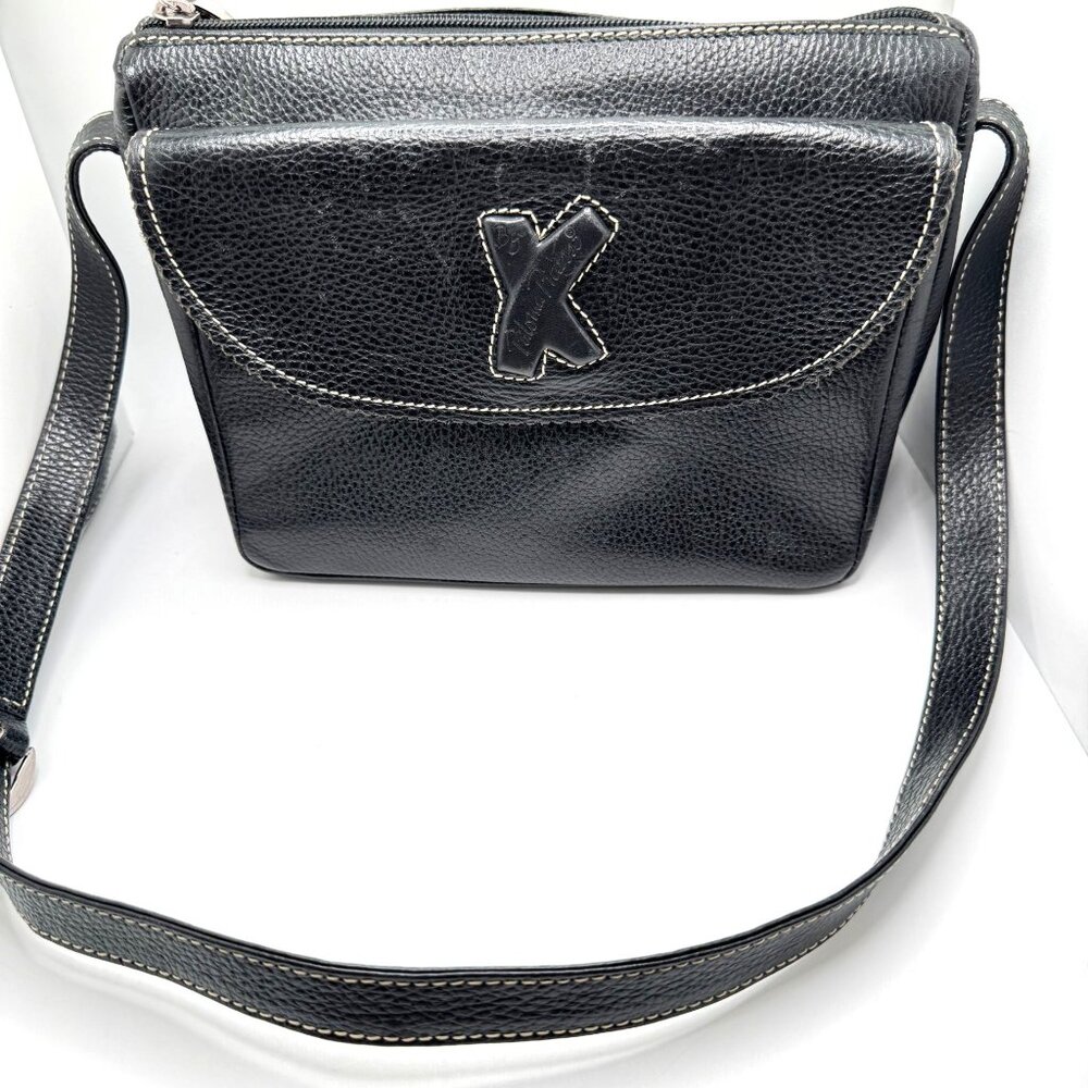 Paloma Picasso Womens Black Pebbled Leather Bag Purse Silvertone Hardware